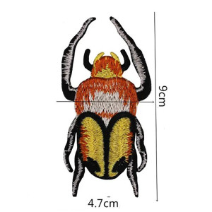 Embroidered "Golden Flame" Scarab Patch - Gold 3.5" x 1.8"