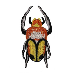 Embroidered "Golden Flame" Scarab Patch - Gold 3.5" x 1.8"