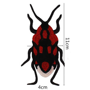 Parche Escarabajo "Rojo Ardiente" Bordado | Rojo & Dorado 11x4 cm