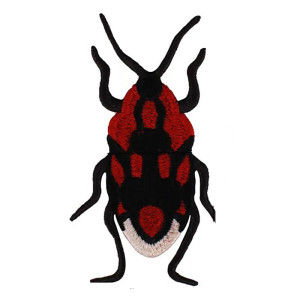 Fiery Red Scarab Beetle Patch | Embroidered Red & Gold 4.3x1.6"