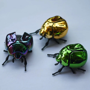 Chrome Wind-Up Beetle Toy | Unique Mechanical Gift | 3 Colors