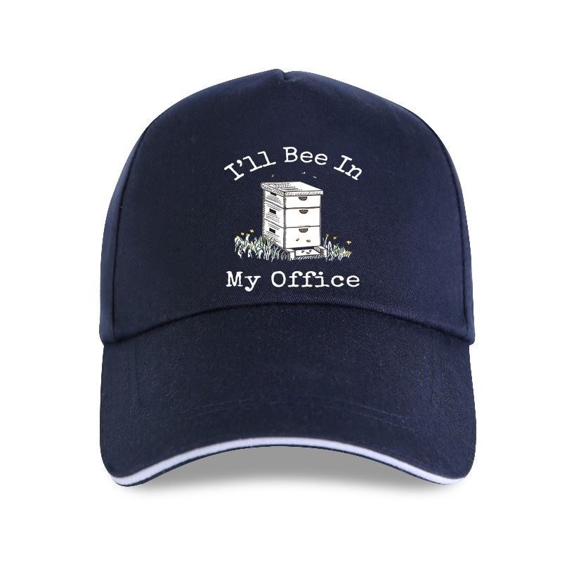 Casquette Abeille unisexe inscription I'll BEE in my Office bleu marine