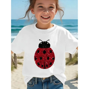 T-shirt Coccinelle Petite Fille “Perle Rouge”