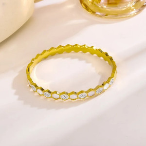 Pulsera Abeja Panal Chic – Dorada o Plateada, Nácar & Cristales