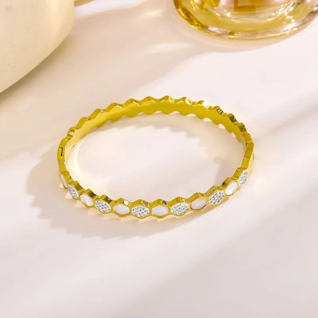 Bienen Waben Armband Chic – Gold oder Silber, Perlmutt & Kristalle