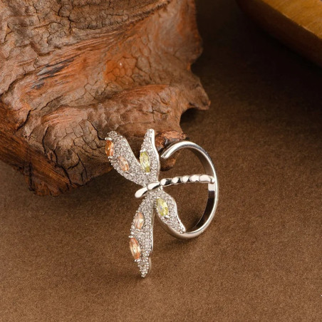 Dragonfly & Butterfly Ring 925 Silver 'Sparkling Garden'