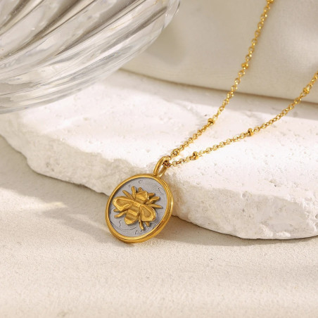 Collier Abeille 'Sceau Royal' plaqué or 18 Carats