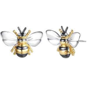 Détaiils des Boucles d'Oreille Abeille Grandes Abeilles Strass