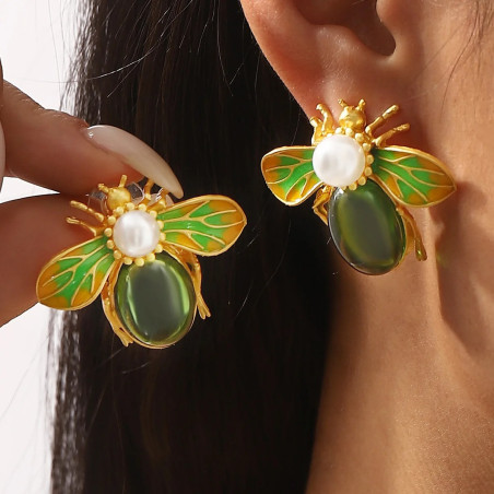 Boucles d'Oreilles Abeille 'Royale Étincelante'