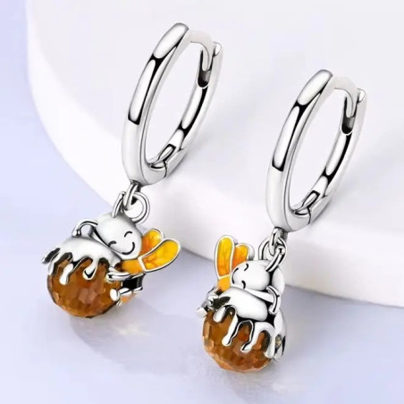 Boucles d'Oreilles Abeille 'Impériale Perle'