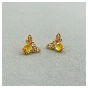 Magnifique Boucles d’Oreilles Abeille 'Lumière Dorée' en Argent Sterling 925