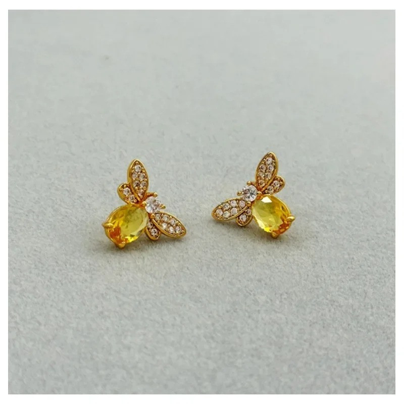 Magnifique Boucles d’Oreilles Abeille 'Lumière Dorée' en Argent Sterling 925