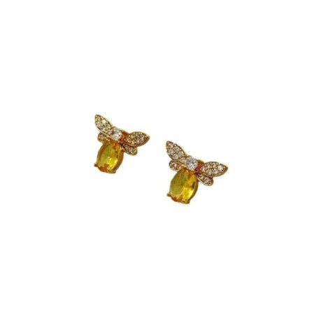 Détails des Boucles d’Oreilles Abeille 'Lumière Dorée' en Argent Sterling 925