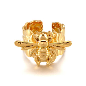 vue face de la Bague Abeille Majesté Dorée