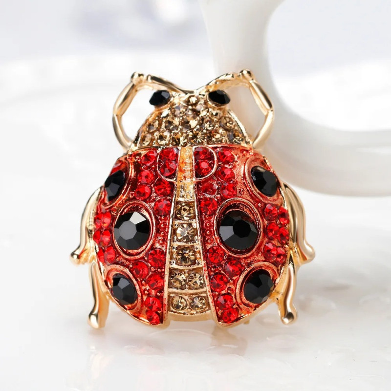 Magniffique Broche Coccinelle Rouge Porte-Bonheur