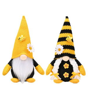Sunshine Plaid Bee Gnome | Cute Spring & Farmhouse Decor