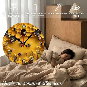Détails Horloge Murale Abeille Géométrie Royale