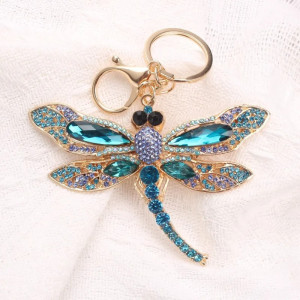 Vintage Dragonfly Keychain | Silver & Turquoise Boho Charm Gift