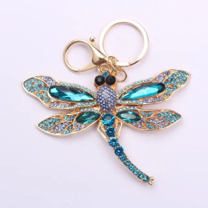 Vintage Dragonfly Keychain | Silver & Turquoise Boho Charm Gift
