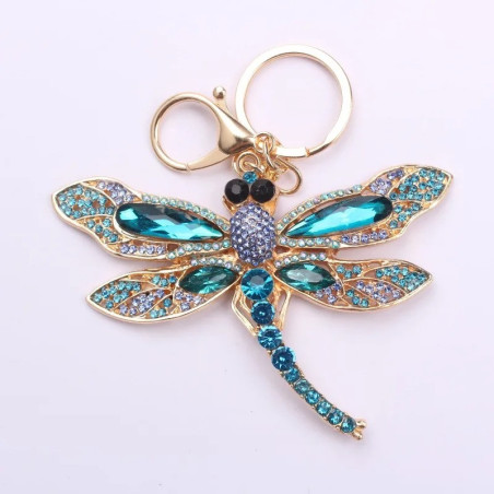 Vintage Dragonfly Keychain | Silver & Turquoise Boho Charm Gift
