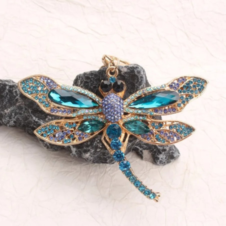 Vintage Dragonfly Keychain | Silver & Turquoise Boho Charm Gift