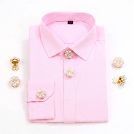 “Pearly Elegance” Flower Button Cover | Cute Shirt Accessory