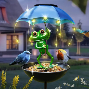 vue détaillée Lampe Solaire Grenouille Parapluie Lumineux pour Jardin