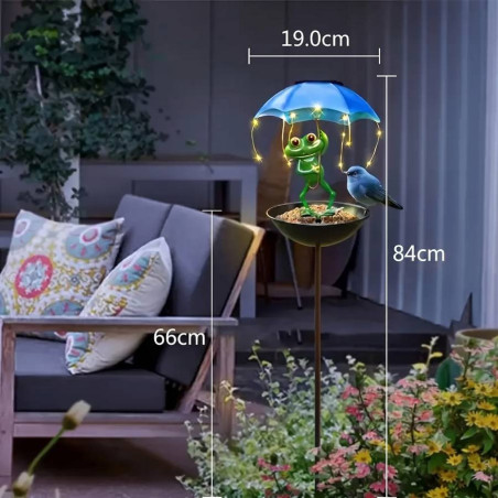 Estatua Rana de Jardín Solar – Decoración Exterior con Luz