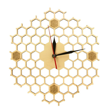 Grande Horloge murale Abeille - Horloge à Quartz en bois nid d'abeille