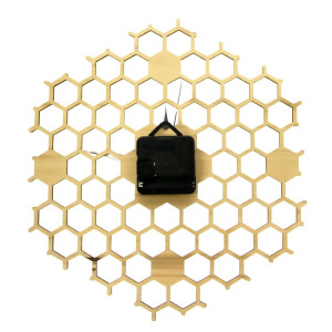 Détails Arrière Grande Horloge murale Abeille Horloge à Quartz en bois nid d'abeille