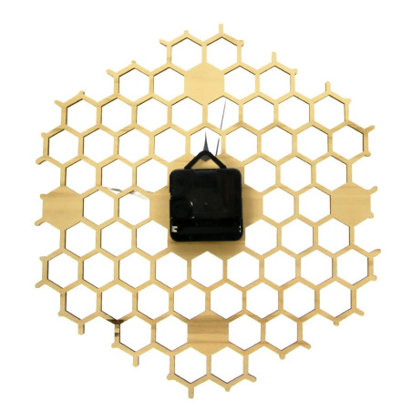 Détails Arrière Grande Horloge murale Abeille Horloge à Quartz en bois nid d'abeille