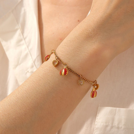 Magnifique Bracelet Coccinelle Cœurs Précieux