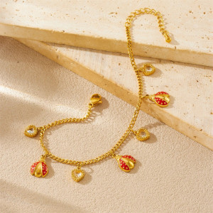 Détails du Magnifique Bracelet Coccinelle Cœurs Précieux