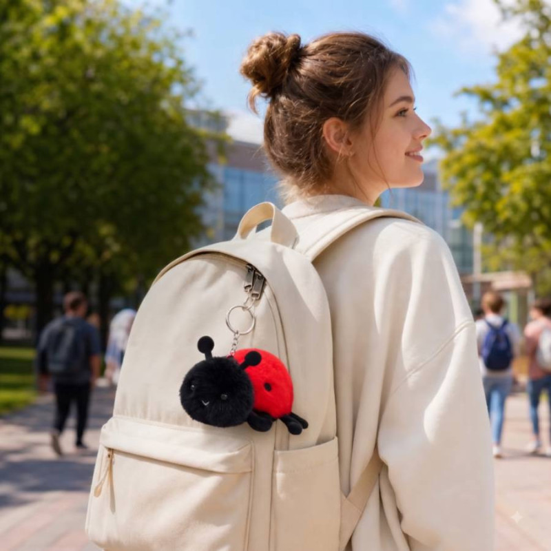 Porte-Clés Coccinelle en Peluche « Petite Porte-Bonheur »