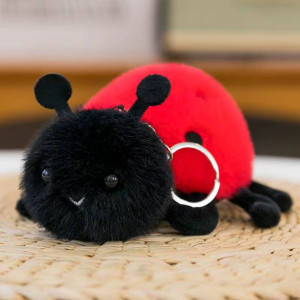 Magnifiqueu Porte-Clés Coccinelle en Peluche « Petite Porte-Bonheur »