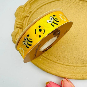 Ruban Abeille Satin "Abeille Fleur de Miel" - 2.5 cm de large et 45 mètres de long !