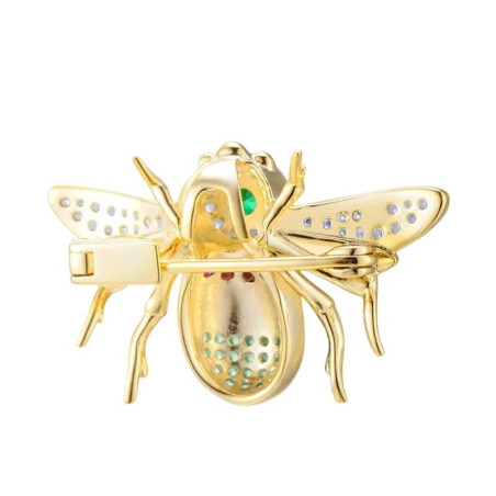 Vue Arrierre Broche Abeille Trésor d’Émeraude Argent Sterling 925