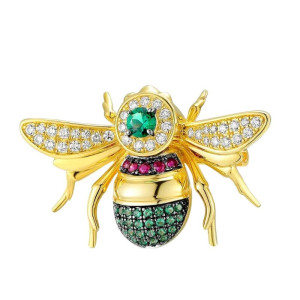 Broche Abeille Trésor d’Émeraude Argent Sterling 925