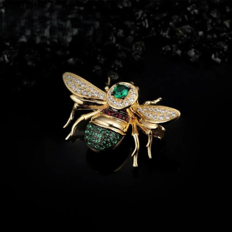 Broche Abeille Trésor d’Émeraude Argent Sterling 925