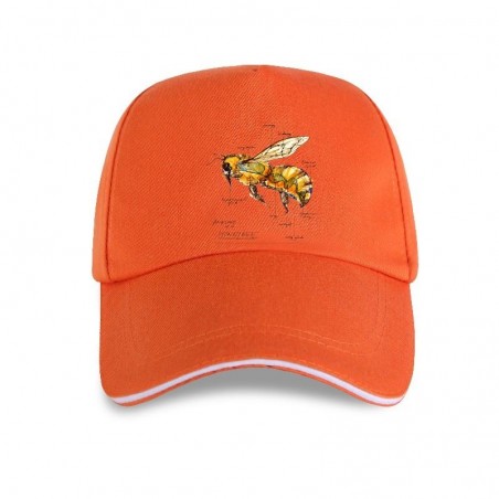 Casquette Abeille avec détails Anatomie de l'abeille orange