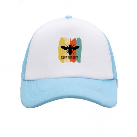 Casquette Abeille Apilculteur Save the Bees Savons les abeilles bleu clair