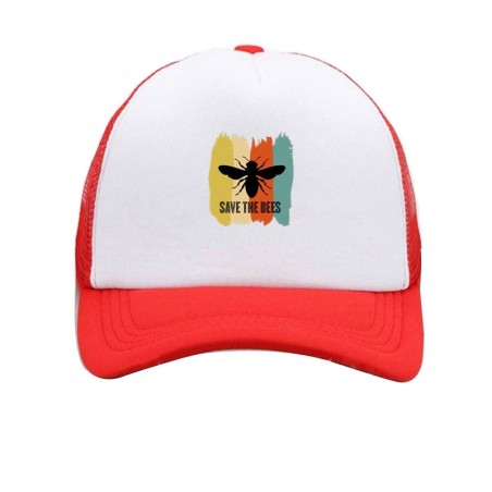 Casquette Abeille Apilculteur Save the Bees Savons les abeilles rouge