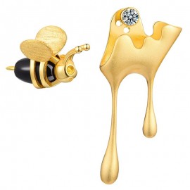 Cute Bee & Honey Drip Earrings in 925 Sterling Silver