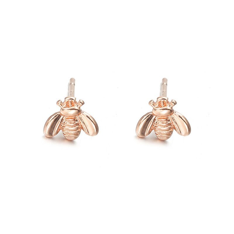 Boucles d'oreilles abeille Rose plaquée or rose