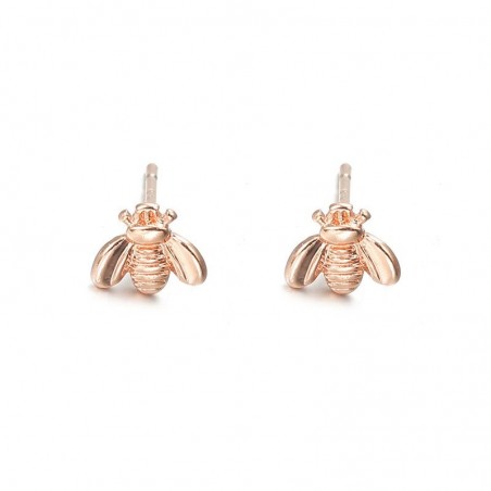 Boucles d'oreilles abeille Rose plaquée or rose
