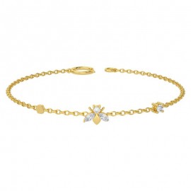 Bracelets abeille très fin et discret en argent 925 modele or
