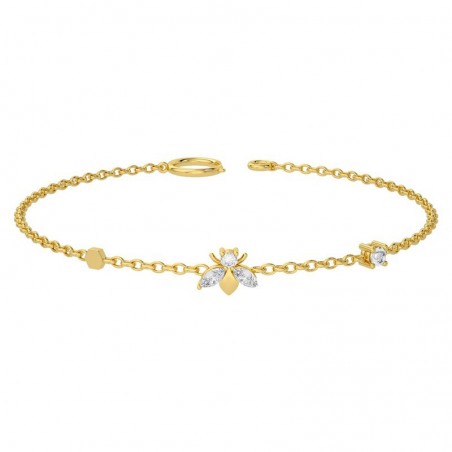Bracelets abeille très fin et discret en argent 925 modele or