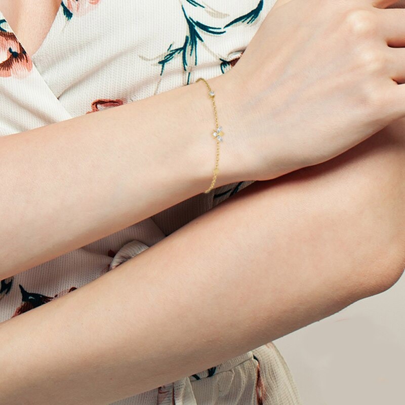 Bracelets abeille très fin et discret en argent 925 modèle or porté