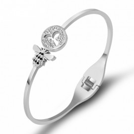 Bracelet abeille en acier inoxydable de couleur argent