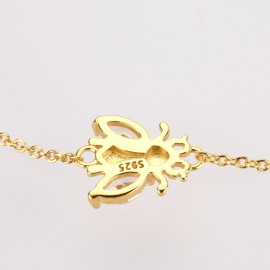 Bracelet abeille en argent Sterling 925 avec plierre en Zircon - couleur argent vue dessous